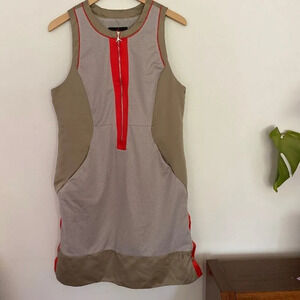 Micheal Jordan dress sz L AIR tan white red snap details great condition!